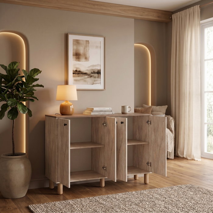 Hanah Home Consola Luvia Travertino y Venezia Nogal Hanah Home Consola Luvia Travertino y Venezia Nogal